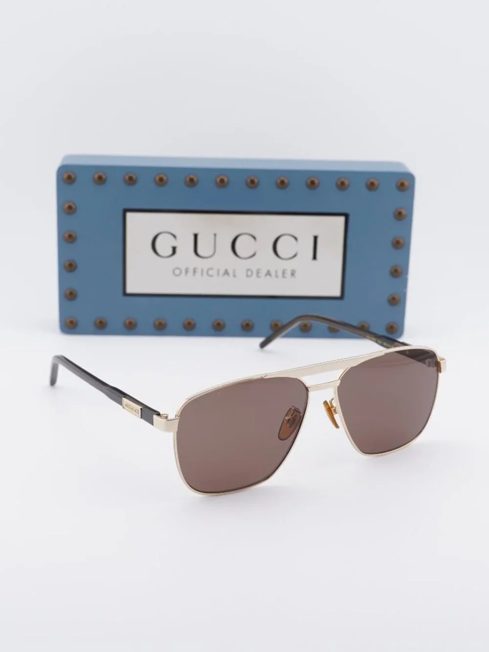Gucci GG1164S 002 Aviator Sunglasses - Gold/ Brown